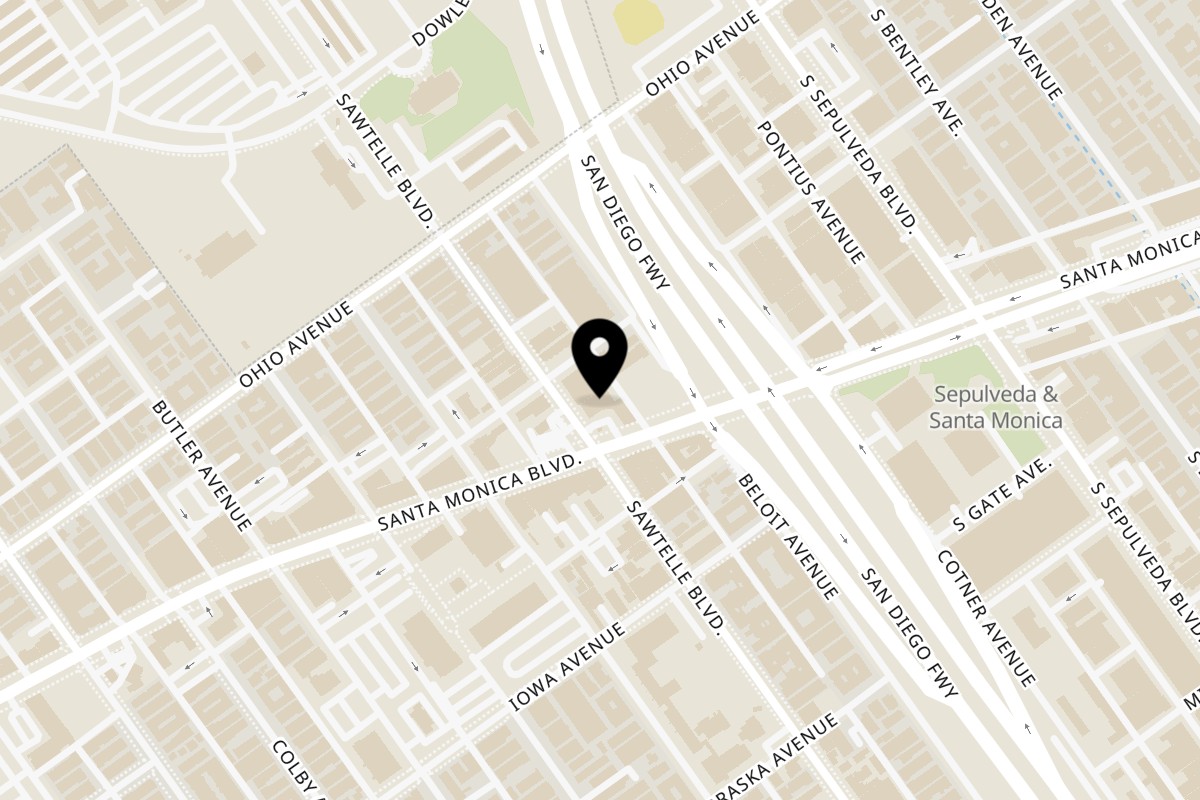 Map showing the location of Killer Kabab Santa Monica Boulevard on 11283 Santa Monica Blvd in Los Angeles